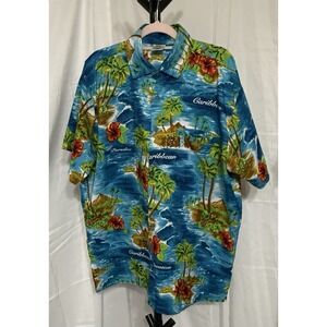 Rima Beach Wear Large Aloha Hawaiian‎ Shirt Men Caribbean Button Up Pocket